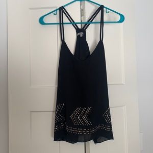 Double strap beaded black top